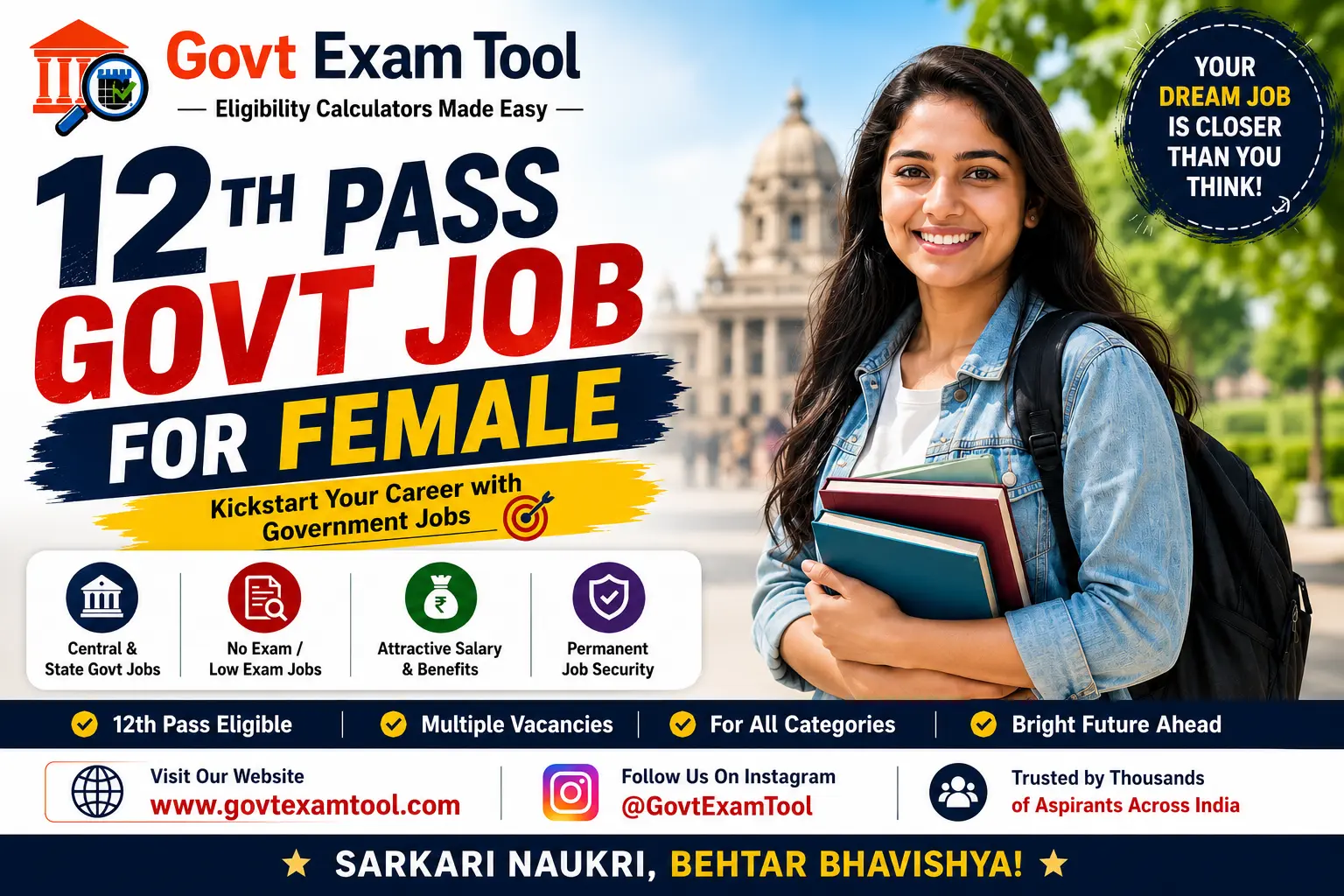12th pass govt job for female