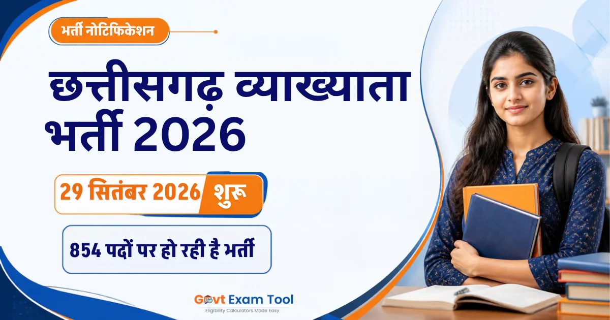 CG Vyakhyata Bharti 2026 | छत्तीसगढ़ व्याख्याता 854 पदों पर भर्ती, विषय विवरण व ऑनलाइन आवेदन
